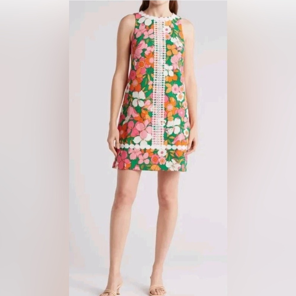 Retro Floral Eliza J shift dress - Pink, Orange, green - Picture 6 of 10